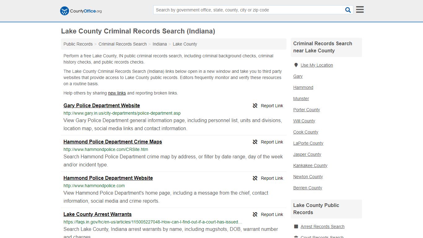 Lake County Criminal Records Search (Indiana) - County Office